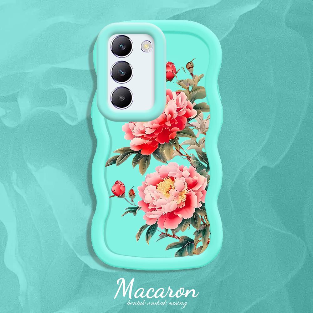 

Окрашенный узор Big Wave Edge Мягкий силиконовый материал Macaron чехол для телефона противоударный защитный резиновый чехол для OnePlus Vivo Motorola Moto Vivo Y21 синий