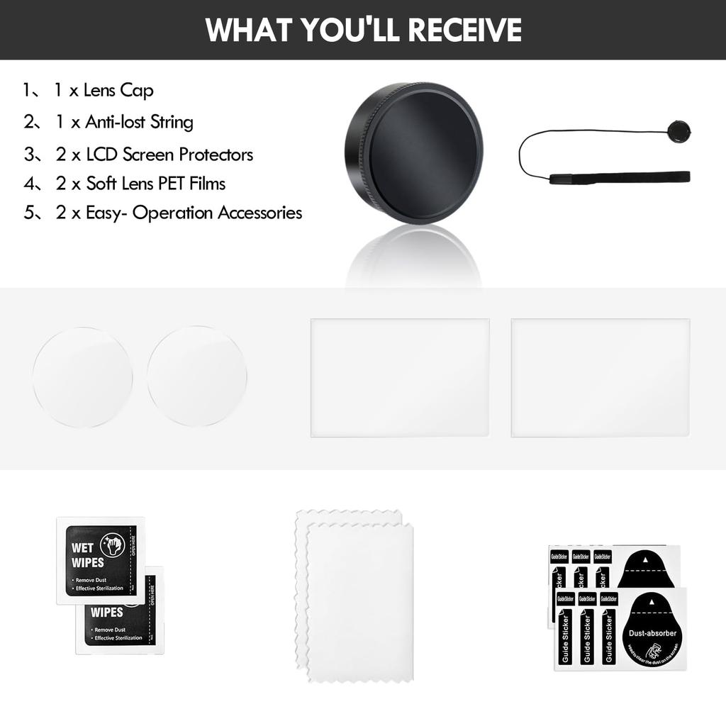 HIYQIN Ochraniacz ekranu i osłona obiektywu dla Fujifilm Instax Wide EVO Hybrid Wide Evo Aluminiowa osłona Hartowany ochraniacz ekranu LCD i folia PET na obiektyw