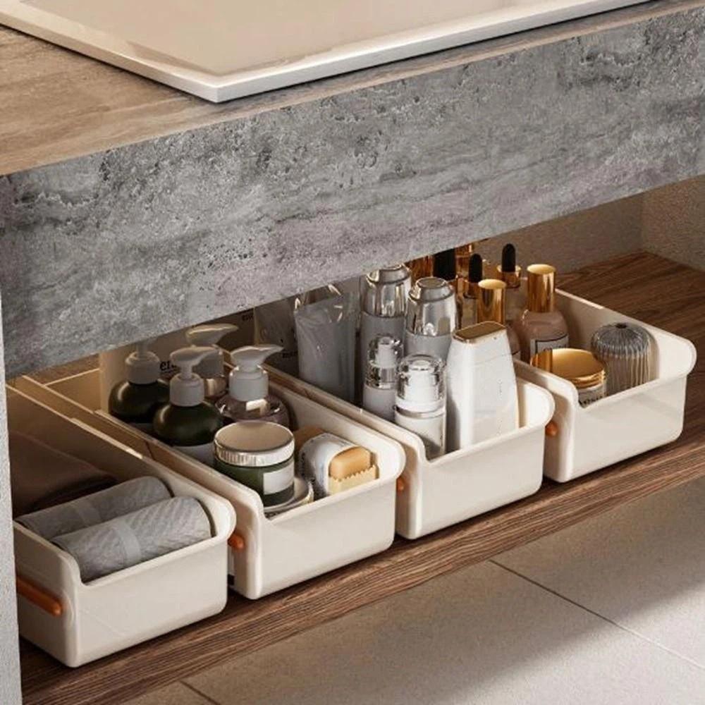 Length Adjustable Retractable Drawer Organizer Right Angle Drawer Storage Box  Deep Cabinet