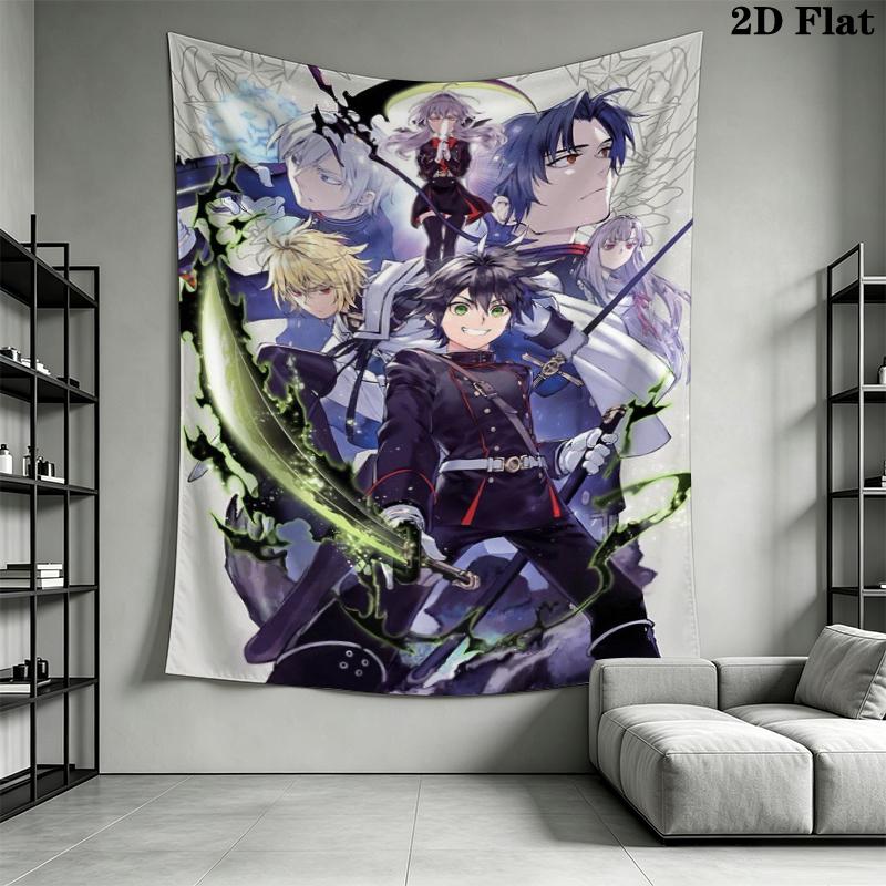 Seraph of the End Wall Tapestry Aesthetic Wall Hanging Printed Fabric Blanket Decorative Tapestries for Bedroom Living Room Home Decor