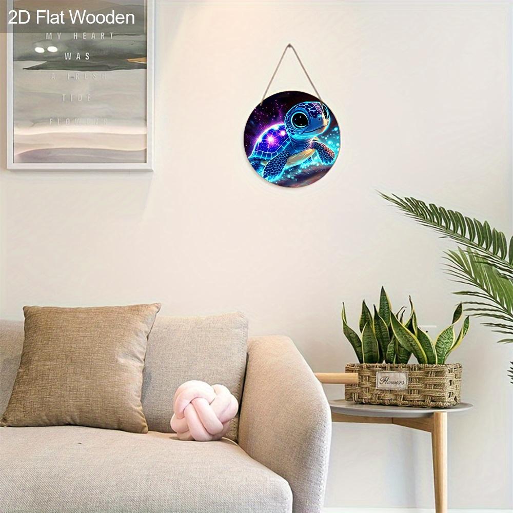Galaxy Sea Turtle Wooden Sign, Charming Round Sign for Front Door, Wall Hanging Decor - Ideal Coastal & Space Themed Gift for Ocean Lovers