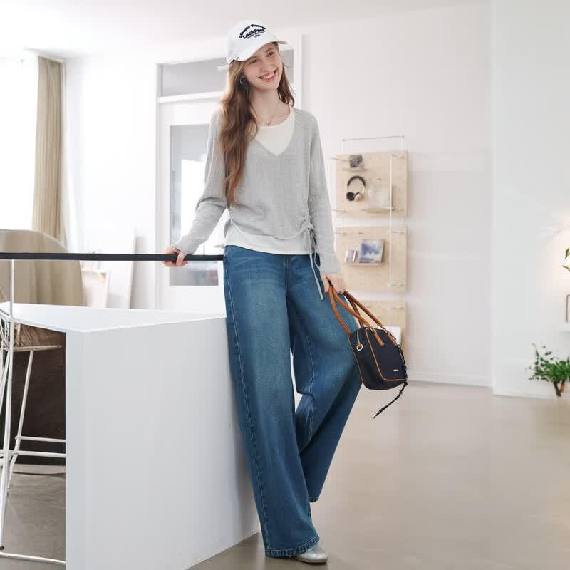 BETU Damen Farbblock-Strickoberteil im Zweiteiler-Look