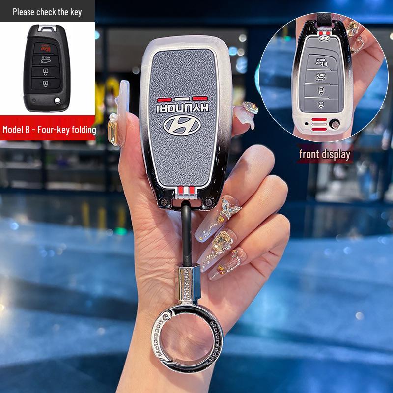 Hyundai Elantra & ix35 Verna Key Case - Metal Shell Folding Cover for 20 Models
