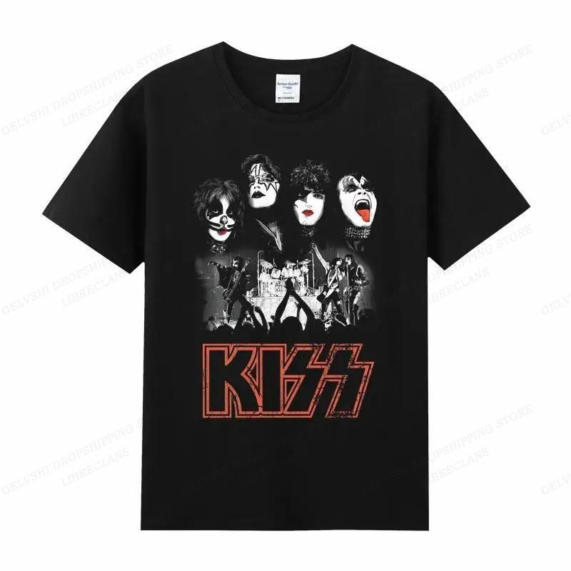 Vintage tričko Kiss Unisex Unisex Móda Bavlněné tričko Punk Oblečení Trička s výstřihem Horor Harajuku Topy Rocková kapela Kiss Tričko Boy