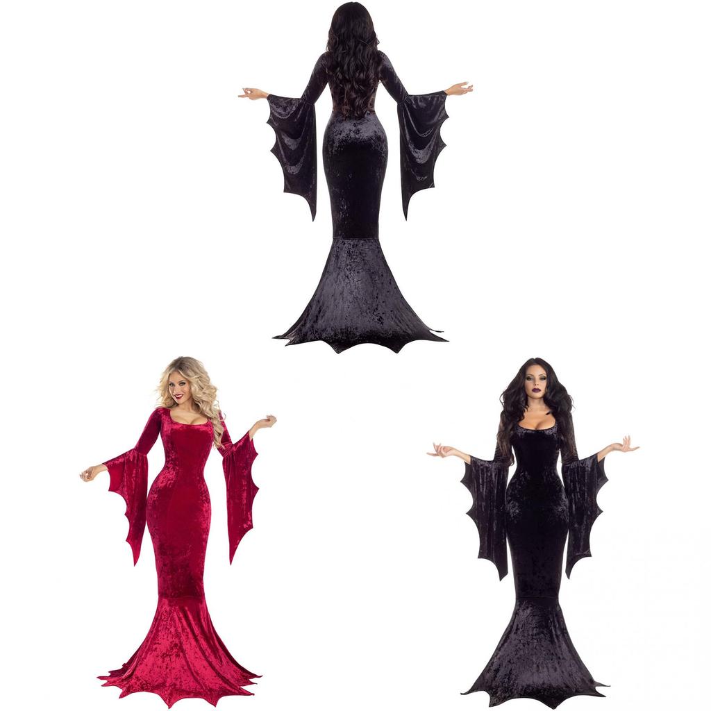 Costume da Strega Gotica in Velluto per Cosplay e Giochi di Ruolo di Halloween