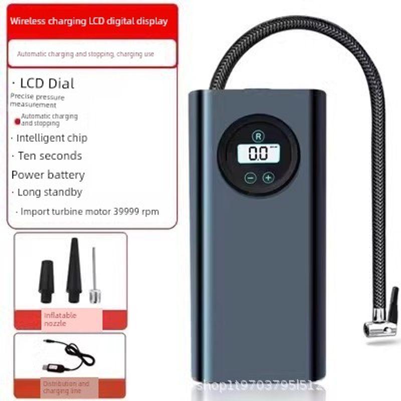 Car Air Pump, Electric Tire Inflator for Cars, Electric Vehicles, Motorcycles, Digital Display, Wireless, with Power Bank Function
