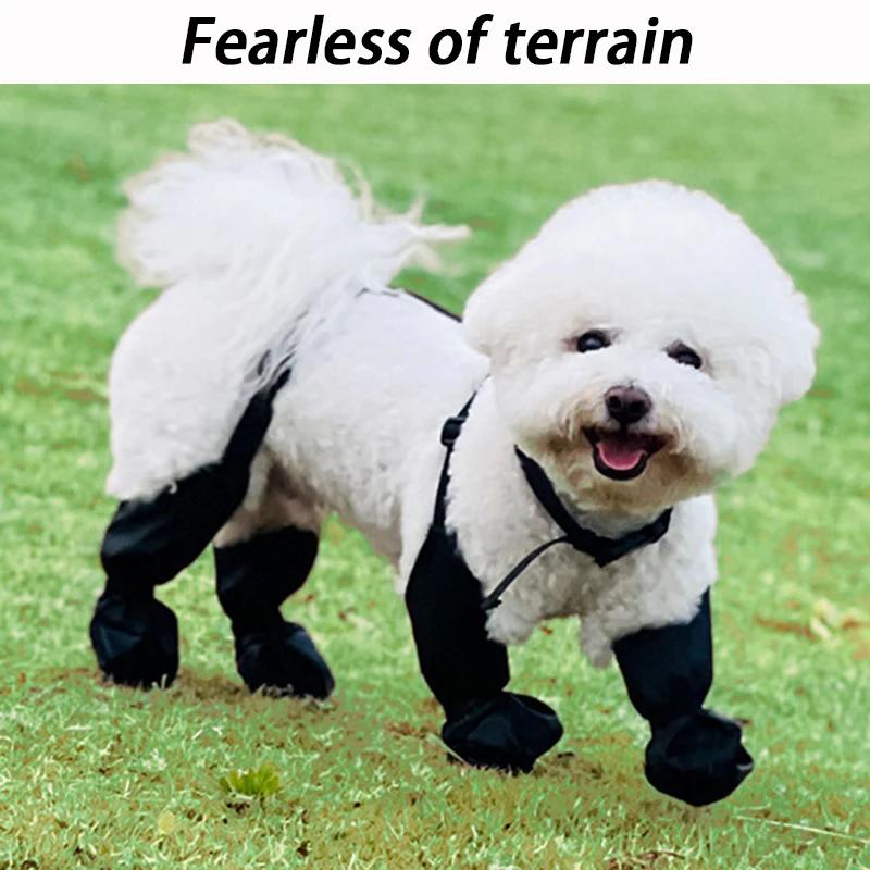 Chaussures d'extérieur imperméables pour chiens de grandes races, antidérapantes, protection contre la pluie, bottes anti-poussière, couverture souple pour petits chiens