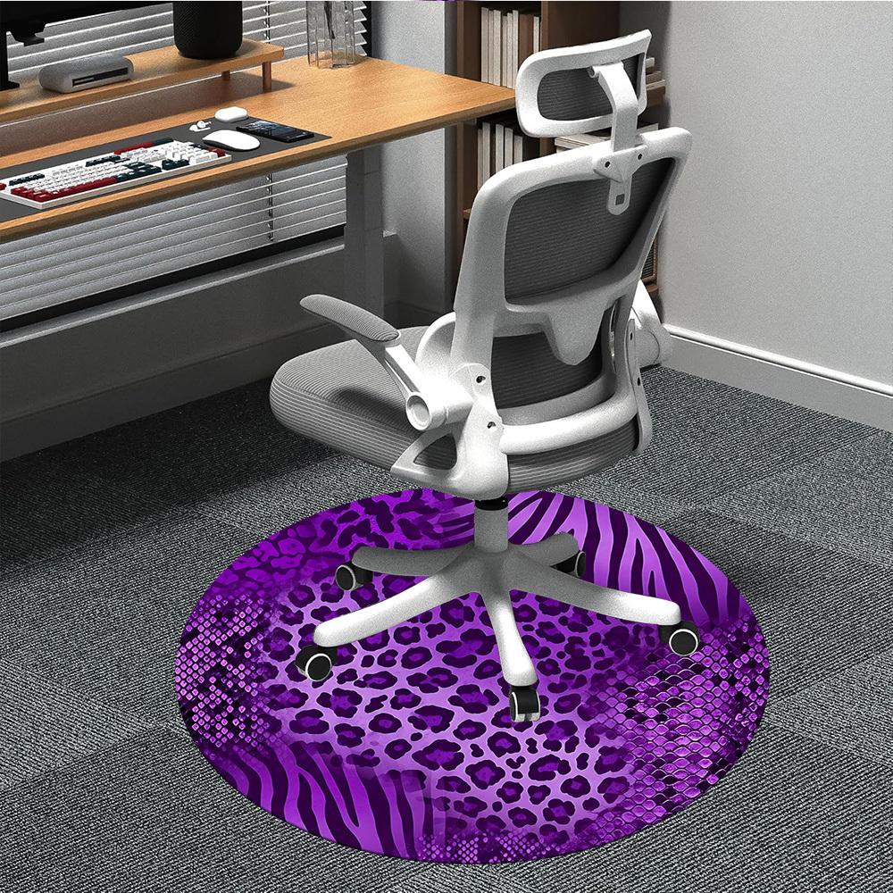 1pc Purple Animal Prints Office Round Rug, Non-slip, Soft and Durable Office Rug for Interior Decoration, Perfect for Office, Beautiful Decoration yy2