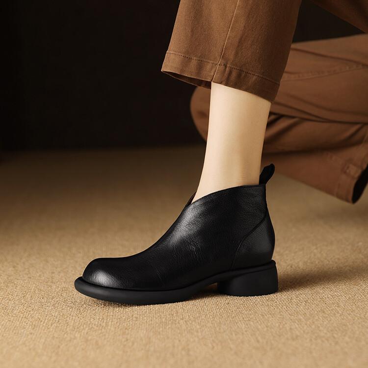 Móda Nové Podzim Zima Pravá Kůže Dámské Boty Módní Kulatá Špička Kotníkové Boty pro Ženy Krátké Boty Boty Hrubý Podpatek Botines Mujer