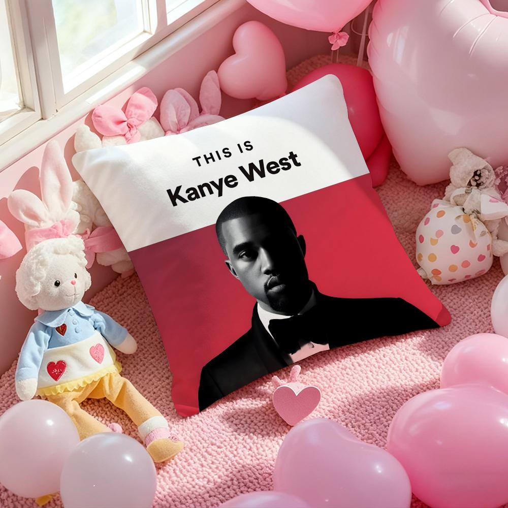 K-Kanye W-West Rapper Cushion Cover Pattern Printed Pillowcase for Living Room Sofa Cushion Cover & Bedroom Decor