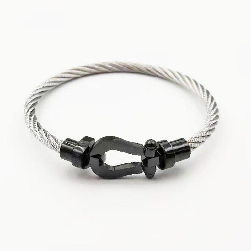 Hufeisen-Magnetverschluss, Edelstahl-Draht-Armband, Paar-Armband, einfacher Schmuck