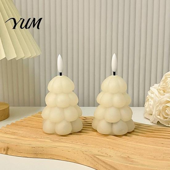 Christmas Party Table Centerpieces Tree Shaped Flameless LED Candles, Battery Operated Flickering Candle Themed Accent Lighting Light, Holiday Desktop