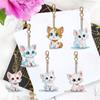 5/6/7PCS Rhinestone Painting Keychain Pendant Diamond Art Keyring Rose Grey Dragon Cute Kitten Envelope Flowers Mandala