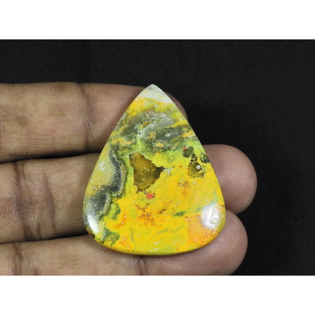 31X41X04MM Natural Bumble Bee Jasper Pear Cabochon Loose Gemstone 49Cts. D-93