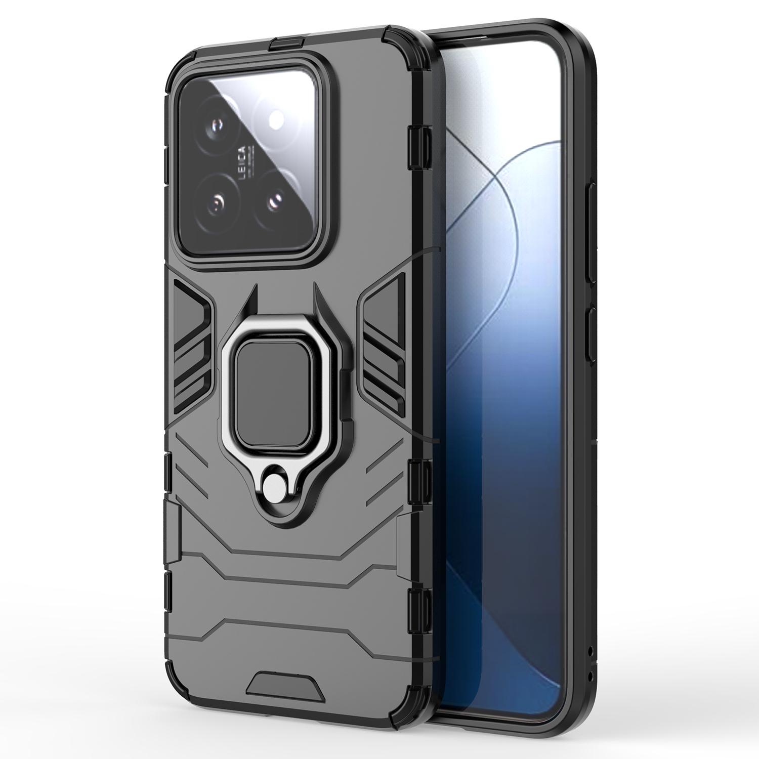 

For Xiaomi 14 Case Phone Shell Anti-Scratch Kickstand PC+TPU Mobile Phone Cover Black