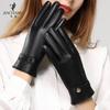 Womens Genuine Leather Gloves Winter Warm Touchscreen Sheepskin Cycling