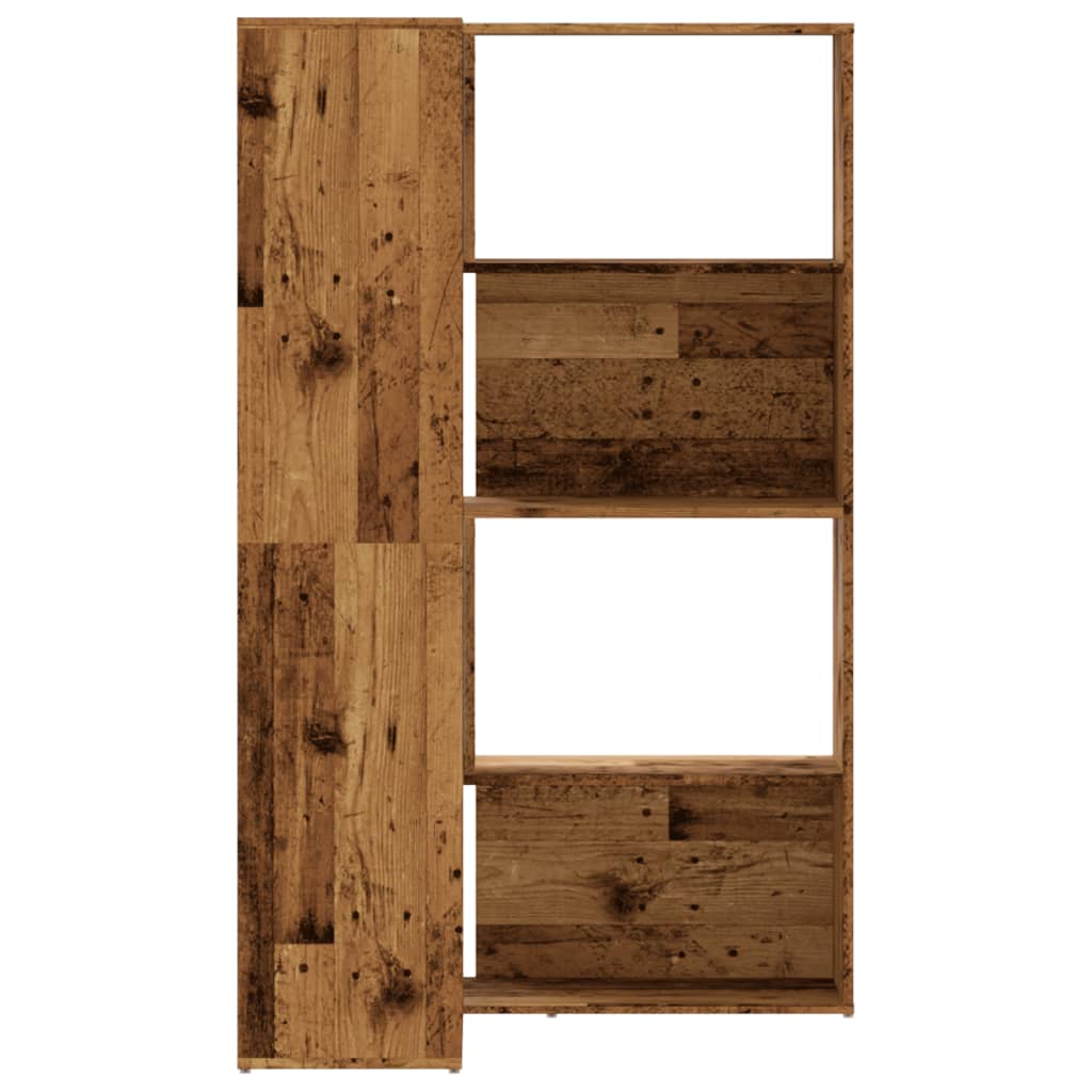 Corner Bookshelf 4 Tier Antique Wood Look 85 X 85 X 140 Cm Engineered Wood