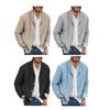 Shirt Jacket Loose Suit Top Men Suit Collar Button Solid Color Cotton