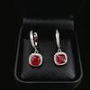 Jewelry Imitation Sapphire Ruby Sugar Cube Earrings Women'S Square Earrings Jewelry