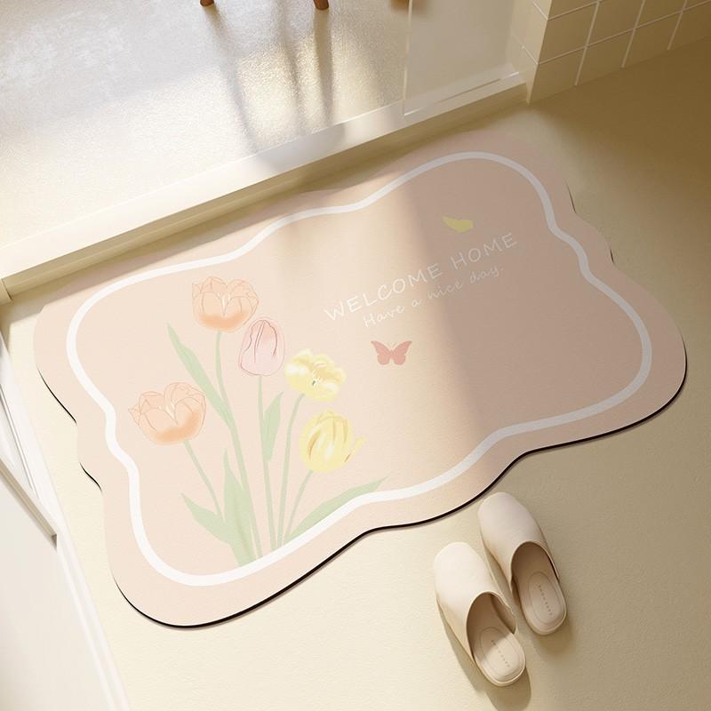 

Противоскользящий коврик для пола Nordic Bathroom Diatom Mud, специальная форма, коврик для двери в ванную комнату, небольшой размер, впитывающий воду и устойчивый к грязи коврик для ног 40 * 60cm