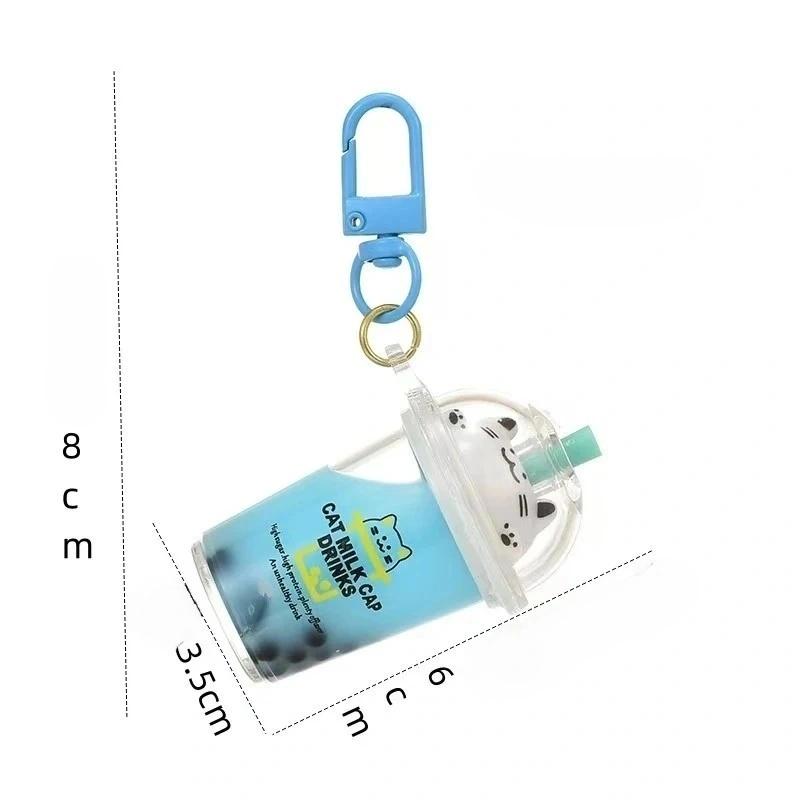 1/5Pcs Cat's Pearl Milk Tea Keychain Sand Bottles Car Key Chains Creative And Cute Milk Tea Cups Pendant Bag Decoration