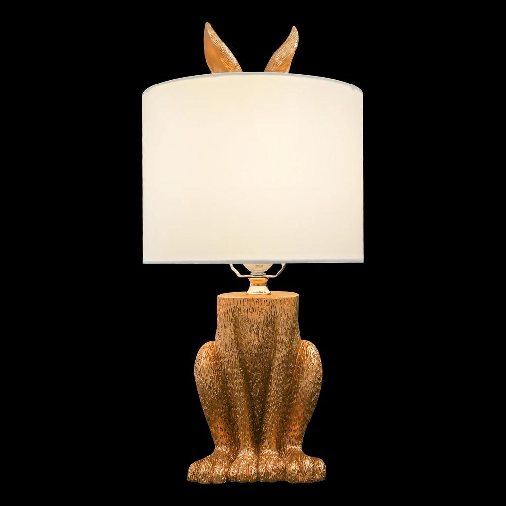 Golden Cute Rabbit-shaped Table Lamp Creative Bunny Desk Lamp Bedside Lamp Decorative LED Night Light with Push Button Switch