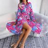 Summer Flower Printed Shirt Dress Women Long Sleeve Single Breasted Loose Casual Dresses Female Elegant High Waist Office Lady Dress 24219