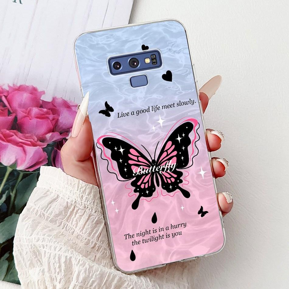 For Samsung Galaxy Note9 Elegant Floral Butterfly Phone Case For Samsung Note 9 SM-N960F SM-N9600 Soft Silicone TPU Cases