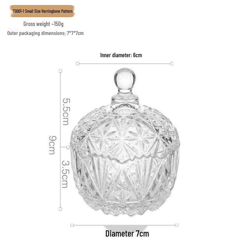 

European Crystal Candy & Jewelry Glass Storage Box with Lid