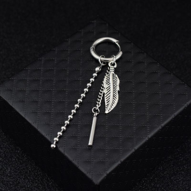 Titanium steel earrings bulletproof small group Park Zhimin same earrings personalized asymmetrical stainless steel earrings earclips