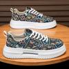 Ethnic Style Men's Stripe Sneakers Casual Breathable Canvas Shoes Loafers Fashion Trend Male Flats Boards Shoes Tennis Masculino