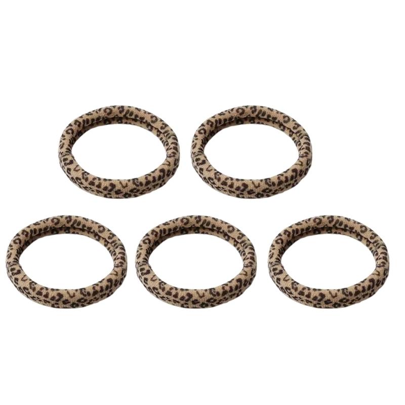 Pack of 5pcs High Elasticity Leopard Print Hair Ties Gentle Nonslip Fabric Hair Bands For Women Girls Daily Styling