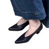 Retro Commuter Temperament High Heels Women's Summer 2025 One-pedal Simple Leather Shallow Mouth Grandma Shoes Black Single Shoes