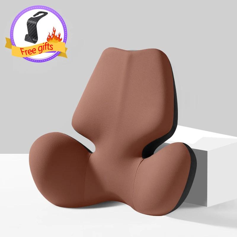 Memory Foam Car Lumbar Support Pillow Auto Neck Pillow Waist Support Removable Washable Universal Car Seat Pillow Headrest