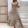 Damen Lässige Ärmellose Sommerkleider Frühling Patchwork Boho Floral Cocktailparty Kleid