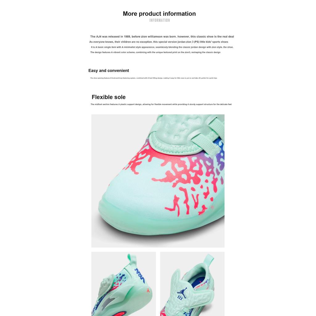 Air Jordan Jordan Zion 3 PS Mud, Sweat and Tears Kids Sneakers Green Mint-Foam Concord DV3870-300