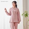 Gunze KAIMIN NAVI Hooded Long Sleeves and Dyed Light Brown Sleep-Friendly Pajamas, Textile, 100% Cotton, Pants, Flannel,