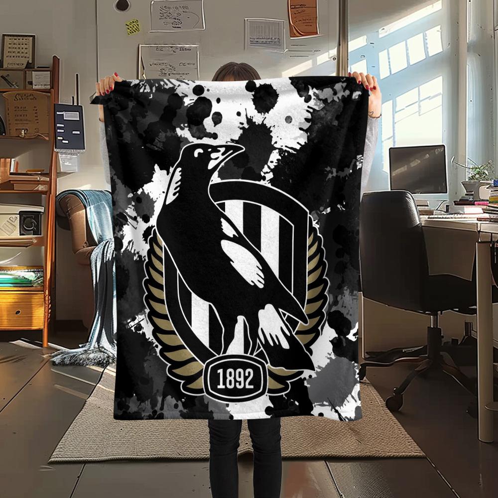 Collingwood Magpies  Print Flannel Blanket, High quality Comfortable for All Seasons, Home Decor, Warmth and Comfort