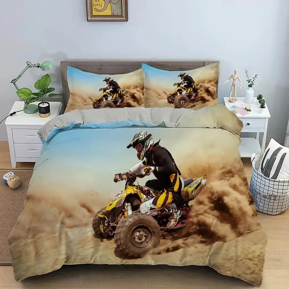 Top Motocross Off-road Race Motorcycle Dirt Bike Rider Bedding Set Twin Queen Size Duvet Cover Pillowcase Bed Kids Adult