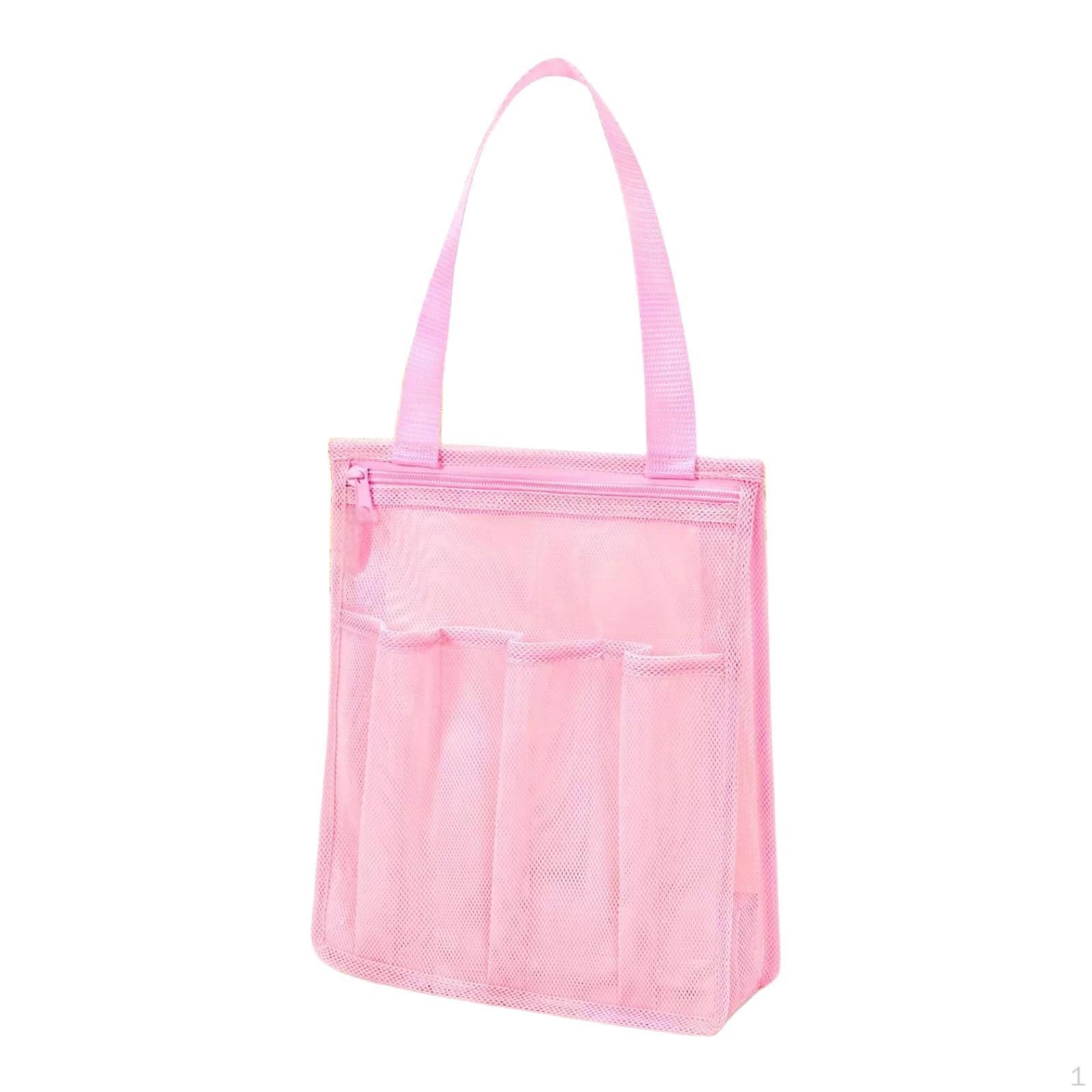 

Компактная сетчатая сумка-тоут для душа 10x3,5x12,01 для общежитий и лагерей розовый