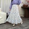 Summer 2025 High-Waist Yellow Floral A-Line Chiffon Skirt for Women R85S657B