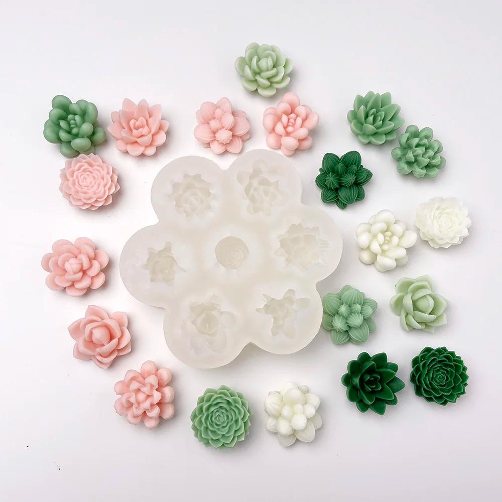 7Pcs Flower Silicone Molds 3D Rose Peony Chocolate Cake Baking Mold Handmade Candle Soap Gypsum Resin Handicraft Making Tools