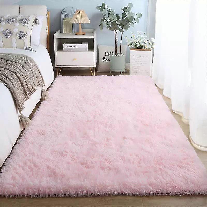 Gradient Shaggy Dip-Dye Rug Foldable Long Pile Carpet Bedroom Living Room Decor Non-Slip Mat