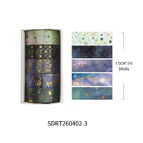 Sternenhimmel-Scheiben und Papierband Geheimnisvolle Sterne Mond Sonnenblume Diy Handgemachte Aufkleber Beliebtes Feuerwerksband