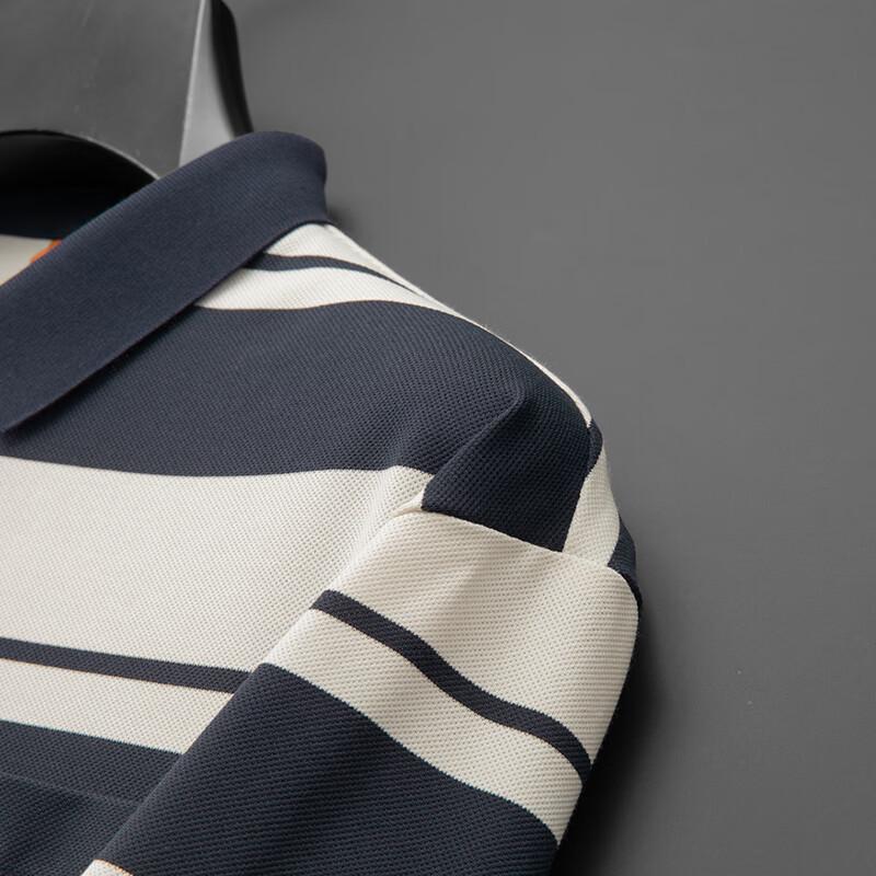 Dibinze Men's Plus Size Striped Polo Shirt