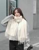 White Cashmere Scarf: Thickened, Solid Color, Versatile for Women & Men, Perfect for Autumn & Winter