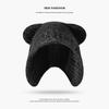 Cute Bear Wool Hat Women's Winter Thickened Plush Warm Plush Bald Hat Autumn and Winter Big Head Circumference Knitted Hat