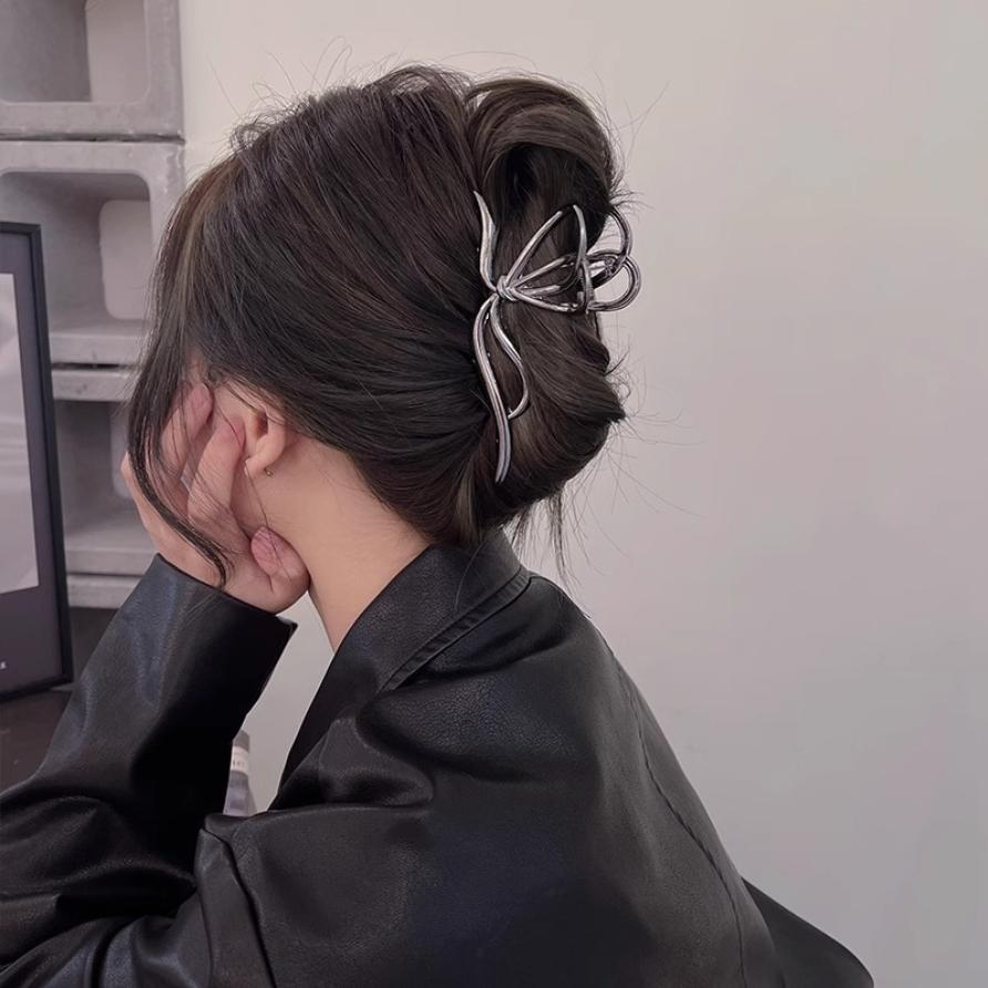 New Women Elegant Geometric Bow Hair Claws Vintage Simple Hair Clip Grab Large Metal Hairpins Barrettes Fashion Hair Accessories