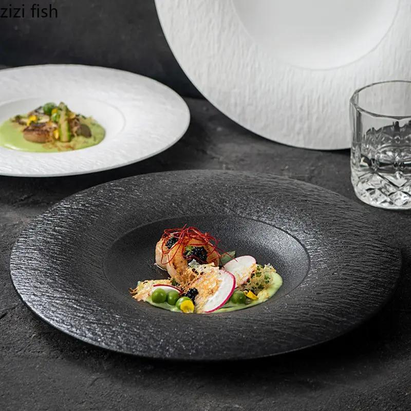 Matte Stone Pattern Plate Ceramic Shallow Plate Sushi Dish Dessert Dish Steak Plates Salad Plate Artistic Conception Tableware