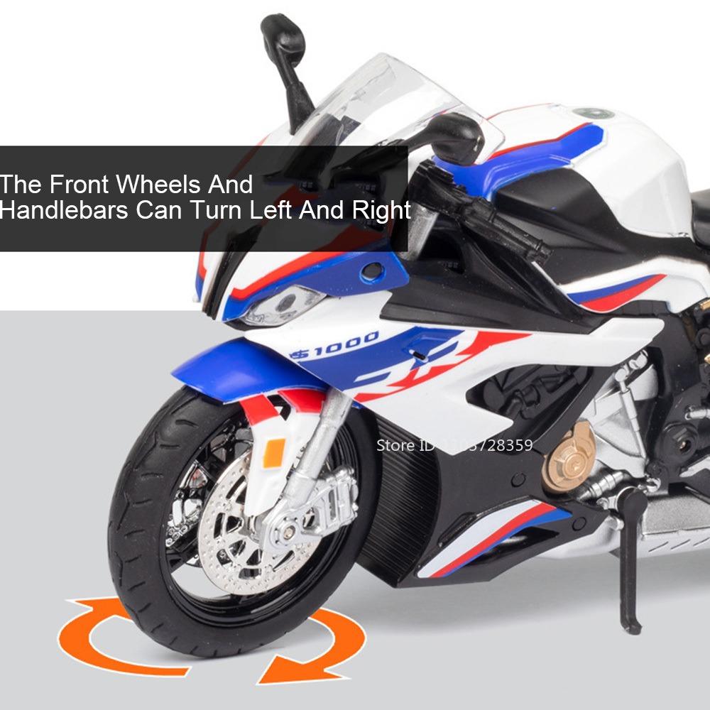 1:12 S1000Rr Miniature Motorbike Model Toys Alloy Diecast Rrs1000 Motorcycles Sound Light Shock Absorption Ornament Boys Gifts